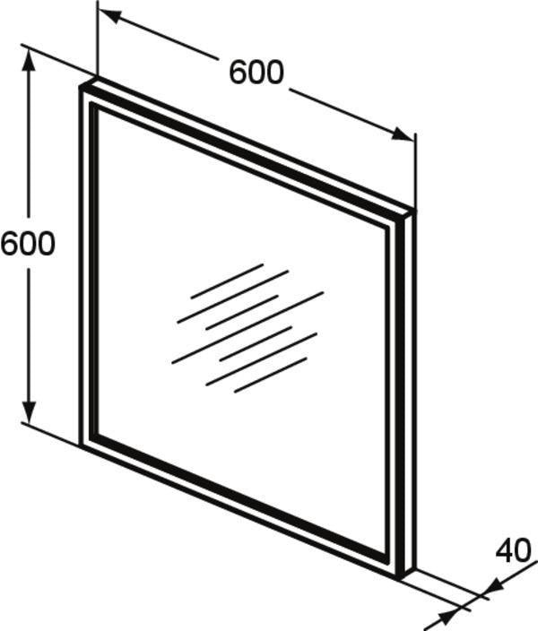 IDEAL STANDARD Conca Wandspiegel eckig 600x600 mm mit LED-Beleuchtung und Aluminiumrahmen