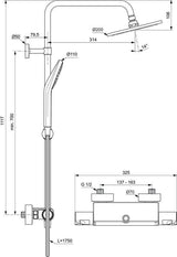 Ideal Standard Duschsystem Ceratherm T50 mit Brausethermostat und 1500 mm Schlauch in Chrom