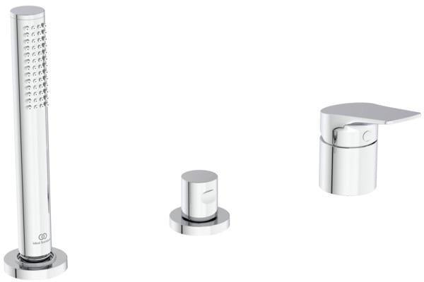 Ideal Standard La Dolce Vita Badearmatur für Wannenrand, 3-löchig, mit Handbrause-Set, Chrom