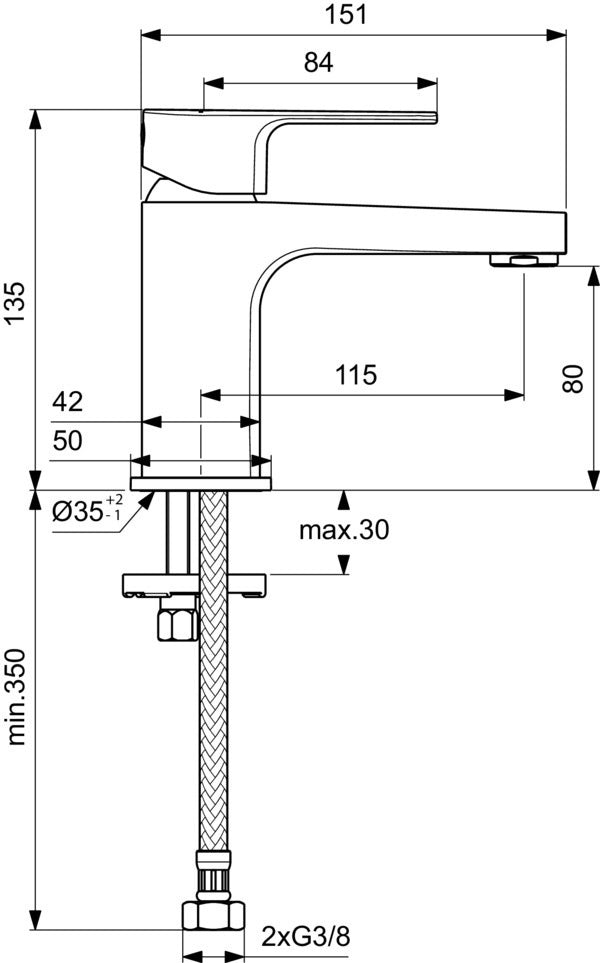 Ideal Standard Cerafine D Waschtischarmatur Chrom 115 mm Ausladung ohne Ablaufgarnitur