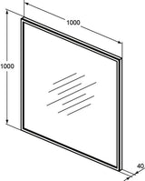IDEAL STANDARD Conca Wandspiegel eckig 600x600 mm mit LED-Beleuchtung und Aluminiumrahmen