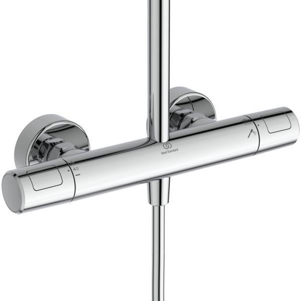 Ideal Standard Duschsystem Ceratherm T25+ Eco mit Brausethermostat Chrom – Verbrühschutz & 2 Strahlarten