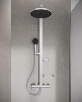 IDEAL STANDARD Duschsystem Ceraflow Alu+ mit Brausearm, 2 Ablagen, 2-Funktions-Handbrause und Kopfbrause Rose