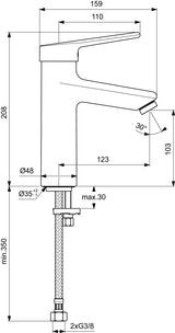Ideal Standard Ceraplus Grande Waschtischarmatur Chrom 123 mm ohne Ablaufgarnitur