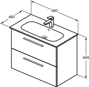 Ideal Standard i.life A Möbelpaket mit Waschtisch 80 cm und Unterschrank, Weiß matt, Chrom Griff
