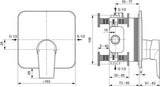 IDEAL STANDARD Tesi Brausearmatur Unterputz Fertigmontageset Chrom Rosette 163x163 mm