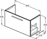Ideal Standard i.life S Waschtischunterschrank 800 mm Weiß Matt mit 1 Auszug und Softclose