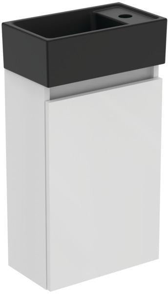 Ideal Standard Eurovit+ Möbelpaket: Handwaschbecken 37 cm & Unterschrank 36 cm mit Tür, Hochglanz grau