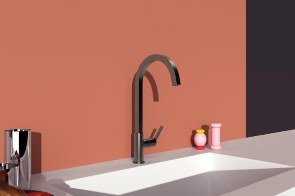 IDEAL STANDARD Gusto Küchenarmatur 204 mm eckiger Auslauf Silver Storm – Einhebel-Spültischbatterie