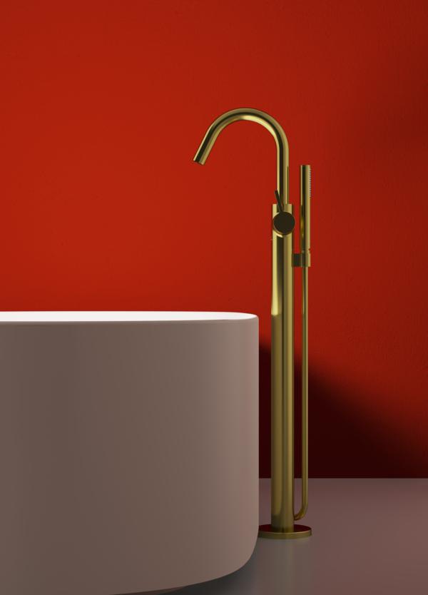 IDEAL STANDARD Joy Freistehende Wannenarmatur mit Stick-Handbrause 190mm in Brushed Gold