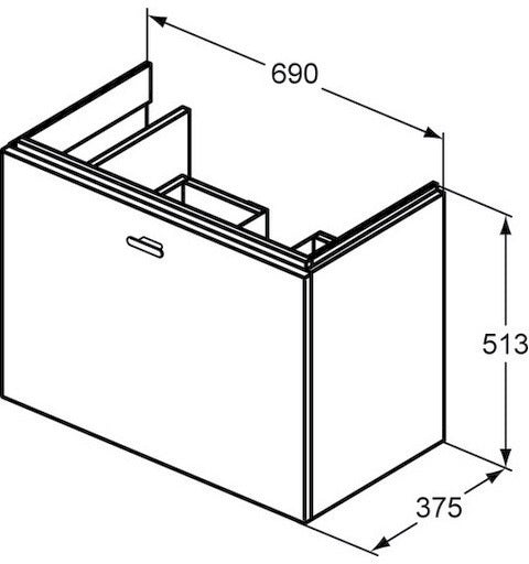 IDEAL STANDARD Connect Space Äußere Auszugsfront 690 mm Nussbaum Dekor für Waschtischunterschrank