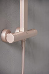 Ideal Standard Duschsystem Ceratherm Alu+ mit Thermostat, Kopf- und Handbrause, 2 Ablagen, Silber