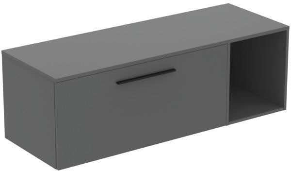 Ideal Standard i.life B Badmöbelset 140 cm – 1 Auszug, 1 offenes Fach, Gr. Schwarz/Weiß matt