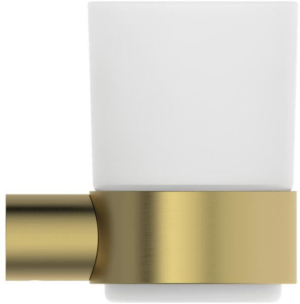 Ideal Standard Zahnputzbecher Conca, rund, Brushed Gold – Wandhängend, Messing, Glas