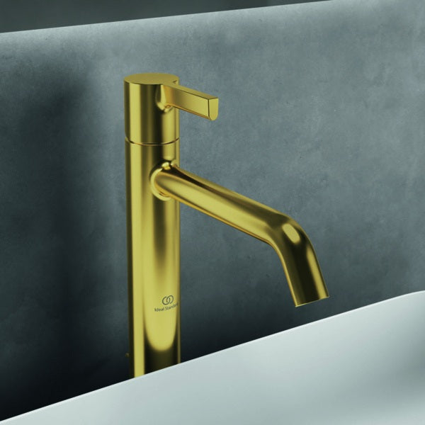 IDEAL STANDARD Joy Waschtischarmatur Brushed Gold mit Ablaufgarnitur 170mm