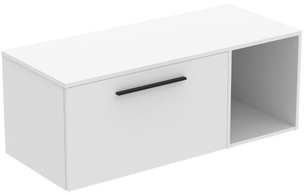 Ideal Standard i.life B Möbel-Set 120 cm mit 1 Auszug & 1 offenem Fach in Gr. Schwarz Weiß matt