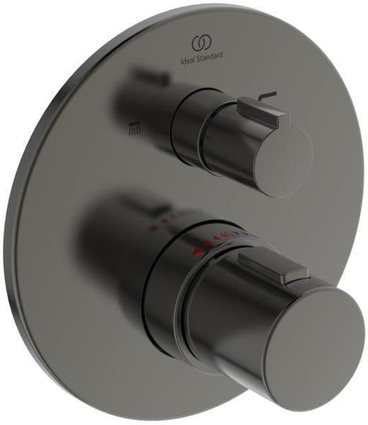 Ideal Standard IS Armaturen-Bundle UP Ceratherm T100 Magnetic Grey – Thermostat, Regenbrause & Handbrause
