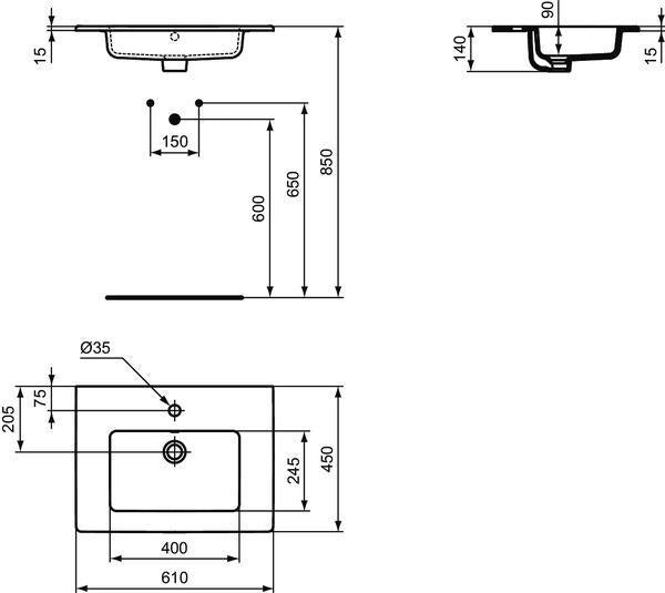 Ideal Standard Eurovit+ Möbelpaket mit Waschtisch 51 cm, Unterschrank 50 cm und 2 Auszügen in Grau