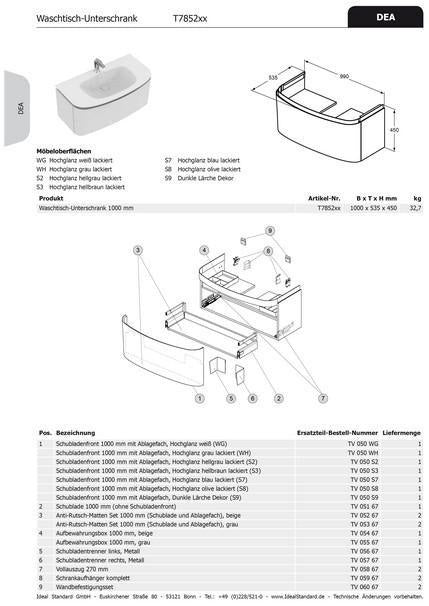 IDEAL STANDARD IS Wandbefestigung DEA – Befestigungssatz für Serie Dea, 0,1 kg, TV06067
