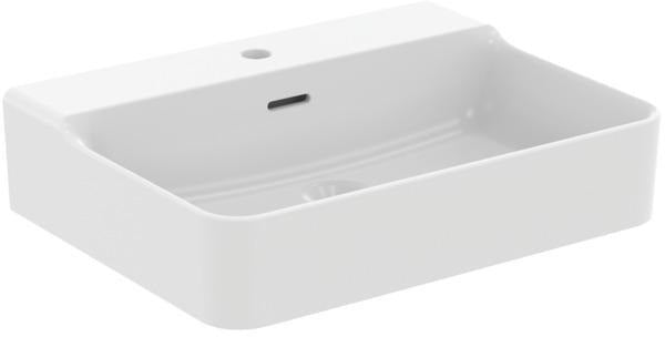Ideal Standard Conca Aufsatzwaschtisch 600x450mm geschliffen Weiß mit Überlauf und 1 Hahnloch