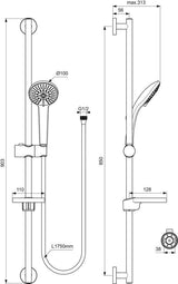 Ideal Standard Idealrain Brausekombination 600 mm mit 3-Funktionshandbrause, Chrom