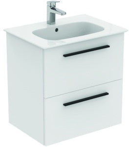 Ideal Standard i.life A Waschtisch-Set 60 cm mit Unterschrank, weiß matt, schwarzer Griff
