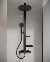 IDEAL STANDARD Duschsystem Ceraflow Alu+ mit Brausearm, 2 Ablagen, 2-Funktions-Handbrause und Kopfbrause Rose