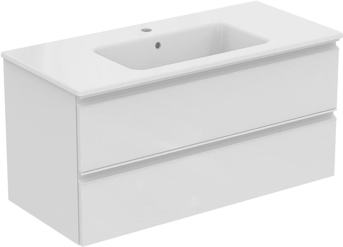 IDEAL STANDARD Waschtisch/Möbel-Paket CONNECT E mit Waschtisch 1000 mm in Weiß/Walnuss Dunkel