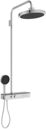 Ideal Standard Duschsystem Ceratherm Solos mit LED-Leuchtring Silver Storm – Thermostat, Kopf- & Handbrause