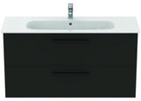 Ideal Standard i.life A Waschtischset 1240 mm mit Unterschrank und schwarzem Griff, Weiß Matt