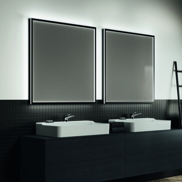 IDEAL STANDARD Conca Wandspiegel eckig 600x600 mm mit LED-Beleuchtung und Aluminiumrahmen