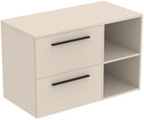 Ideal Standard i.life B Möbel-Set 100 cm mit 2 Auszügen und 2 offenen Fächern in Gr. Schwarz Weiß matt