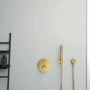 Ideal Standard Idealrain Atelier Brausehalter mit runder Rosette in Brushed Gold – Wandmontage