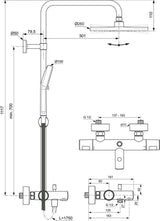 IDEAL STANDARD Duschsystem Ceratherm T25 mit Badethermostat, runder Kopfbrause und Handbrause in Chrom