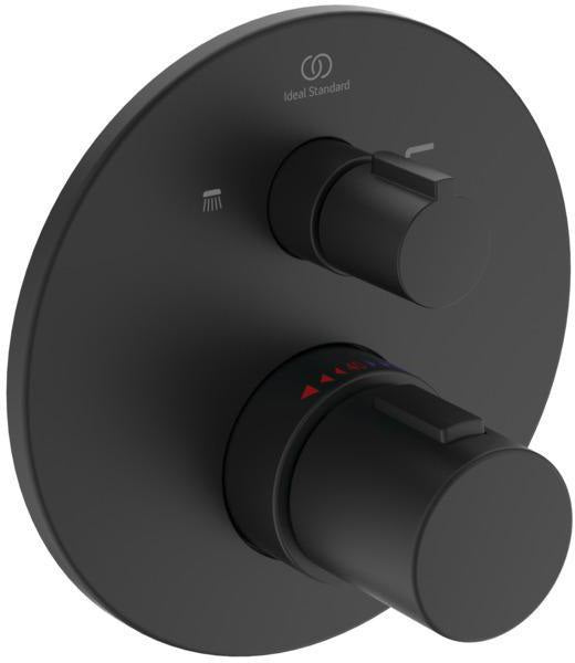 Ideal Standard IS Armaturen-Bundle UP Ceratherm T100 Magnetic Grey – Thermostat, Regenbrause & Handbrause