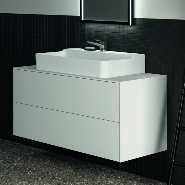 Ideal Standard Conca Waschtischunterschrank 1202 mm, 2 Auszüge, Push-Open, Weiß – Wandhängend