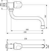 Ideal Standard Alpha Wandventil, Ausladung 230 mm, Chrom – schwenkbarer S-Auslauf