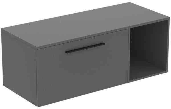 Ideal Standard i.life B Möbel-Set 120 cm mit 1 Auszug & 1 offenem Fach in Gr. Schwarz Weiß matt