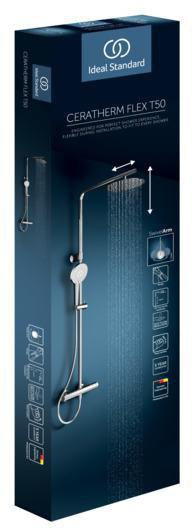 Ideal Standard Ceratherm T50 Duschsystem mit Thermostat & Teleskopfunktion in Chrom