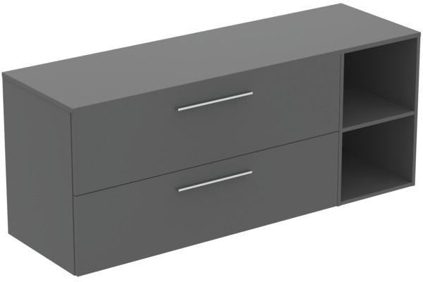 Ideal Standard i.life B Badmöbelset 160 cm – 2 Auszüge, 2 offene Fächer, Chrom/Weiß matt