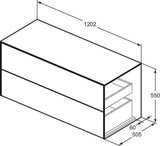 Ideal Standard WT-Unterschrank Conca 1202 mm, 2 Auszüge, Push-Open, Softclose, Weiß Matt