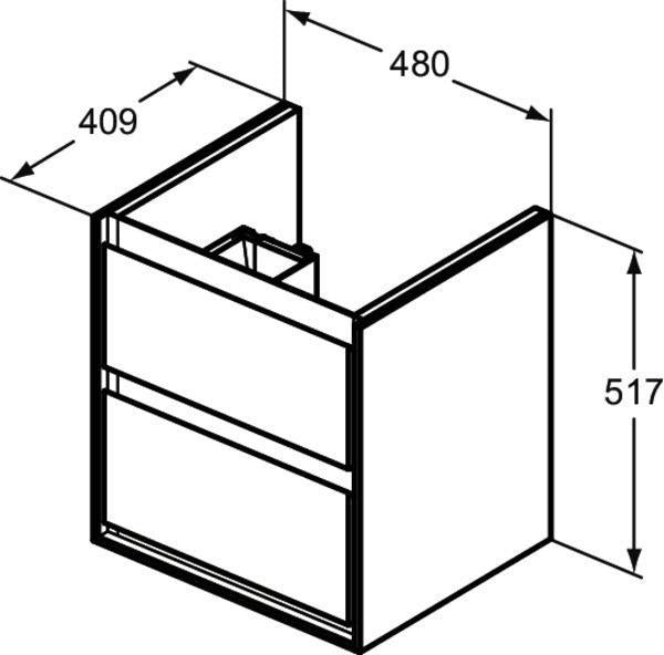 Ideal Standard Waschtischunterschrank Connect Air Cube, 2 Auszüge, 480 mm, Weiß glänzend/matt