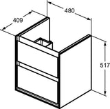 Ideal Standard Waschtischunterschrank Connect Air Cube, 2 Auszüge, 480 mm, Weiß glänzend/matt