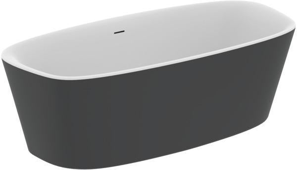 IDEAL STANDARD Duo-Badewanne DEA freistehend 170x75x47/61cm Schwarz Matt mit Ablauf