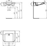 Ideal Standard Contour 21+ Waschtisch 545 mm Weiß SmartGuard+ ohne Hahnloch & Überlauf