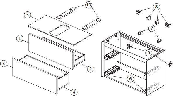 Ideal Standard Conca Waschtischunterschrank 802 mm, 2 Auszüge, Sunset – Wandhängend