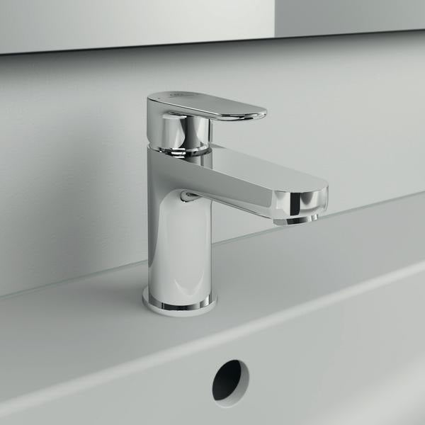 Ideal Standard Cerafine O Waschtischarmatur Chrom 114 mm mit Ablaufgarnitur und Heißwasser-Sparfunktion