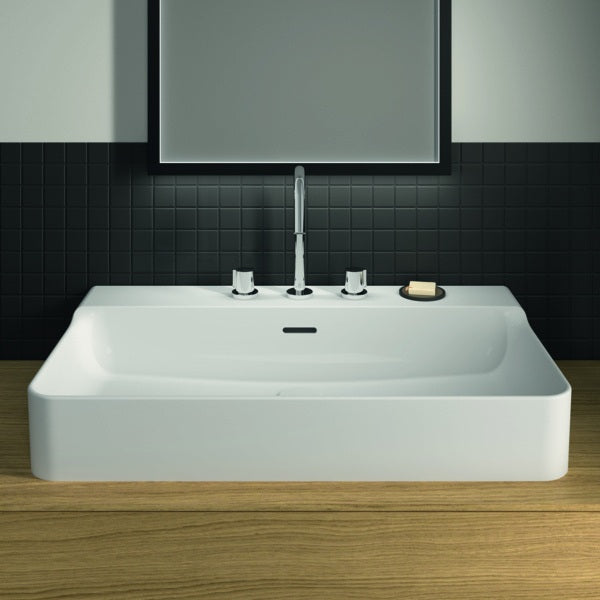 Ideal Standard Conca Aufsatzwaschtisch 800x450x165 mm, 3 Hahnlöcher, mit Überlauf, Weiß