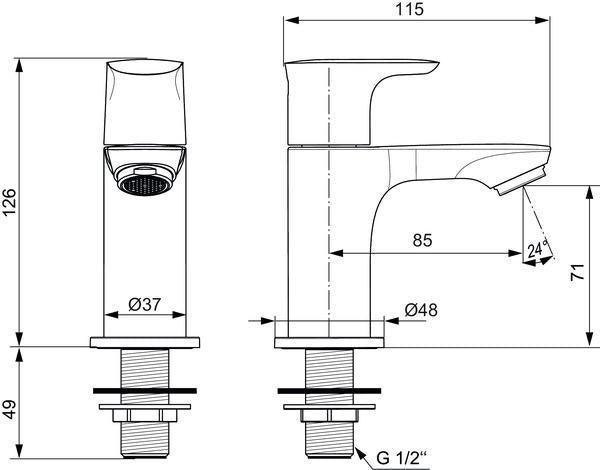 Ideal Standard Standventil Connect Air 85 mm Chrom – Einhebelmischer für 1 Hahnloch