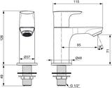 Ideal Standard Standventil Connect Air 85 mm Chrom – Einhebelmischer für 1 Hahnloch